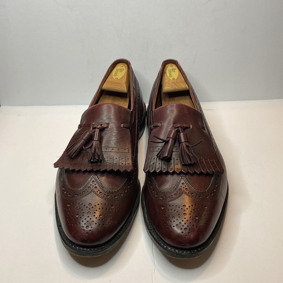 Vintage Allen Edmonds Mansfield Long Wing Kilt Tassel Loafer Burgundy Size 10 RR Allen Edmonds Schreier Men Sz 9.5 Burgundy Brown Tassel  main image 4